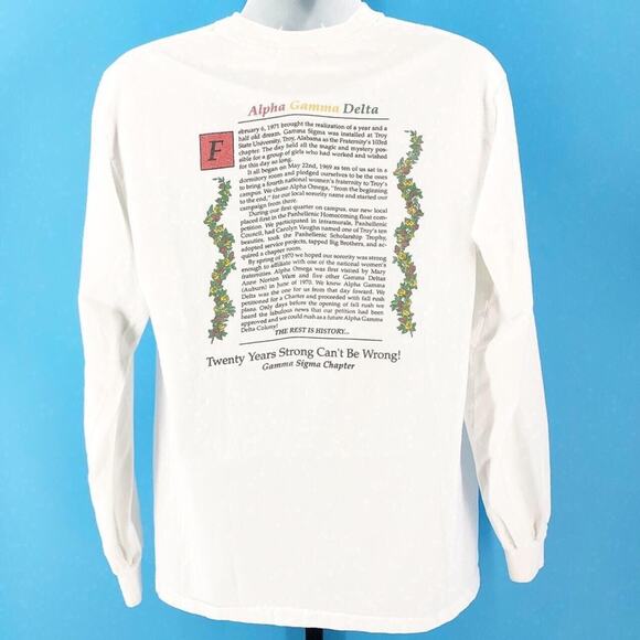 🔴 Alpha Gamma Delta sorority long sleeve tshirt 90s vintage - Picture 5 of 5